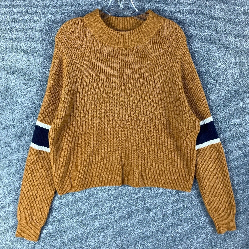 John + Jenn‎ Sweater Women's Medium Brown Pullover Knit Crew Neck Acrylic